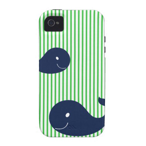 Preppy Whale Navy Green Stripe iphone 4 4s case Case-Mate iPhone 4 Covers