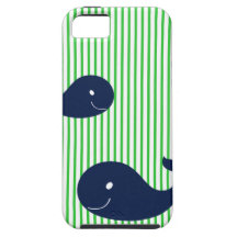 Preppy Whale Navy Green Stripe iphone 5  case iPhone 5 Covers
