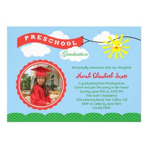 Preschool Graduation Photo Invitation