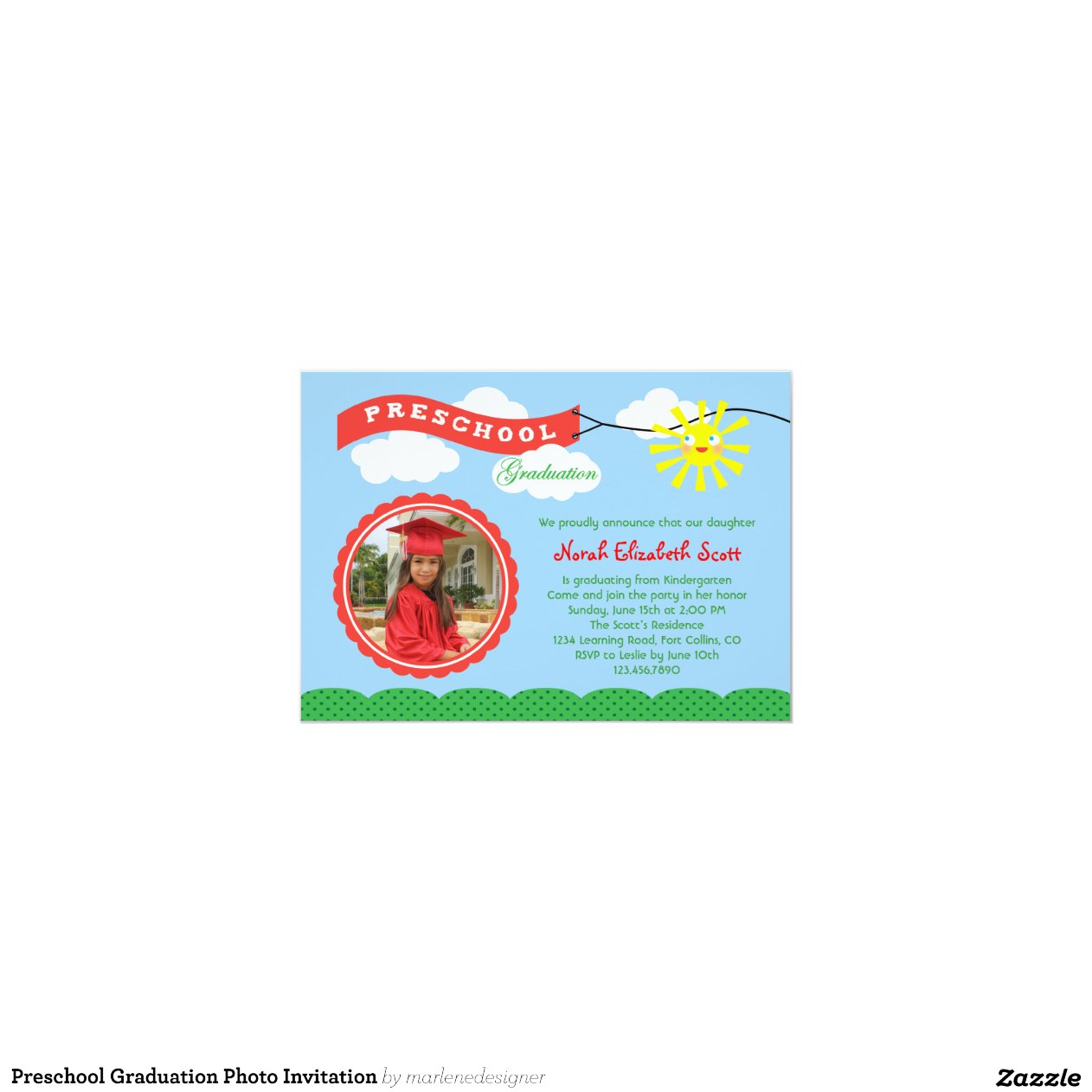 Preschool Graduation Photo Invitation 5" X 7" Invitation Card | Zazzle