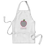 Preschool Teacher Apron - Charcoal Gingham Apple