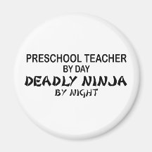 Preschool Teacher Deadly Ninja Fridge Magnets