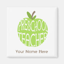 Preschool Teacher Magnet - Green Apple