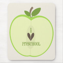 Preschool Teacher Mousepad - Green Apple Half