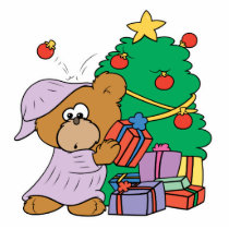 Present Peeking Christmas Bear photo sculptures