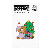 Present Peeking Christmas Bear Stamps