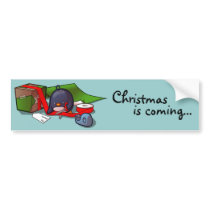Present-Wrapping Penguin Bumper Sticker bumper stickers by Narugi Present-Wrapping Penguin Bumper Sticker bumper stickers