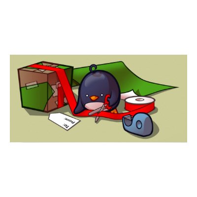 Present-Wrapping Penguin Poster by Narugi
