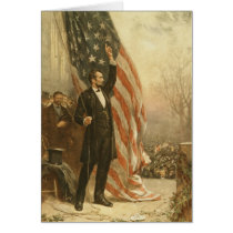 President Abraham Lincoln Under the American Flag Cards