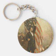 President Abraham Lincoln Under the American Flag Key Chains
