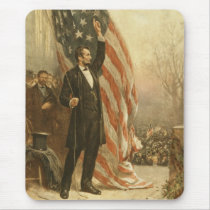 President Abraham Lincoln Under the American Flag Mousepads