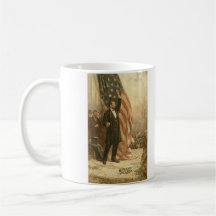 President Abraham Lincoln Under the American Flag Coffee Mugs