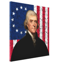 President Jefferson and The American Flag Canvas Prints