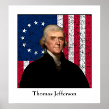 President Jefferson and The American Flag Poster