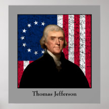 President Jefferson and The American Flag Print