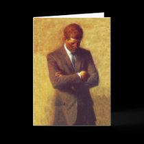 President John F Kennedy Fractal Portrait Picture Greeting Cards