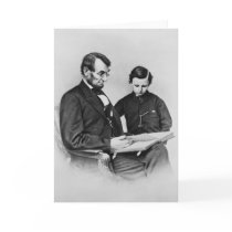 President Lincoln Greeting Card -reading with Son