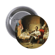 President Lincoln Writing Proclamation of Freedom Button