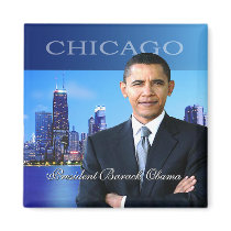 President Obama Chicago Skyline Magnet