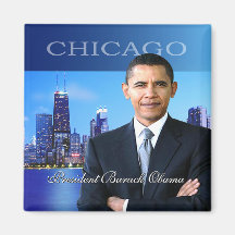 President Obama Chicago Skyline Magnet