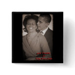 PRESIDENT OBAMA & FIRST LADY SQUARE BUTTON