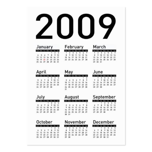 President Obama - Grunge Pocket Calendar Business Card Templates (back side)