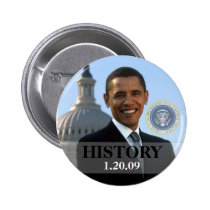 President Obama History 1/20/09 buttons
