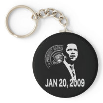 President Obama Inauguration BW Keychain