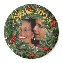 President Obama & Michelle Christmas 2008 Keepsake Fridge Magnet