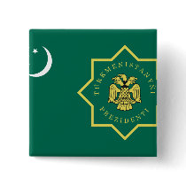 President Of Turkmenistan, Turkey flag Button