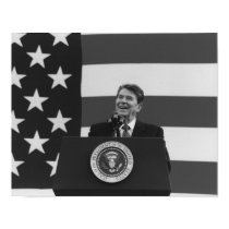 President Reagan American Flag Photo Poster