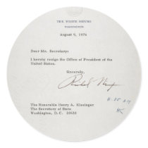 President Richard M. Nixon Resignation Letter Round Sticker
