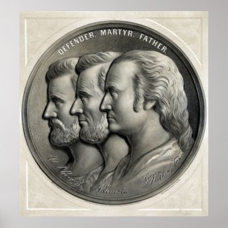 Presidents Grant, Lincoln, and Washington print