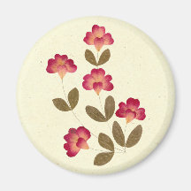 Pressed Bright Pink Tube Flowers Fridge Magnet