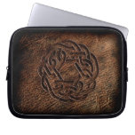 Pressed celtic knot on geniune leather computer sleeve