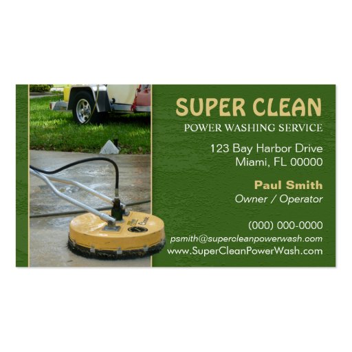 Pressure or Power Washing Business Card (front side)