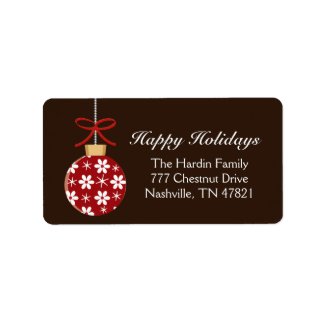 Prettty Red and Gold Ornament Holiday Address Labels
