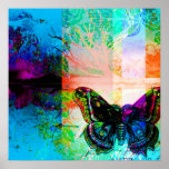 Pretty Abstract Colorful Artistic Butterfly Design Poster
