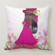 Pretty African American Princess Girl Pillow pillows