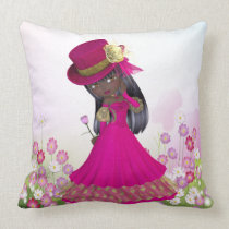 Pretty African American Princess Girl Pillow pillows