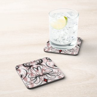 Pretty and Unique Red&Black Swirls Fractal Design Coasters