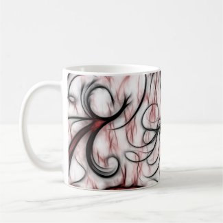 Pretty and Unique Red&Black Swirls Fractal Design Mugs