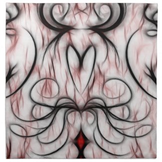 Pretty and Unique Red&Black Swirls Fractal Design Cloth Napkin