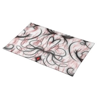 Pretty and Unique Red&Black Swirls Fractal Design Placemats