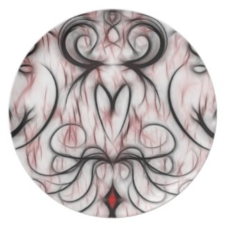Pretty and Unique Red&Black Swirls Fractal Design Party Plates