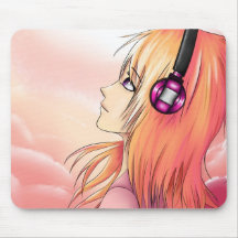 Pretty Anime girl at sunset Mousepad