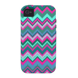 Pretty Aqua Teal Blue Pink Tribal Chevron Zig Zags iPhone 4/4S Covers