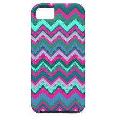Pretty Aqua Teal Blue Pink Tribal Chevron Zig Zags iPhone 5 Covers
