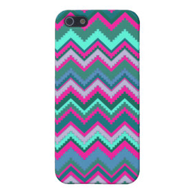 Pretty Aqua Teal Blue Pink Tribal Chevron Zig Zags iPhone 5 Cases