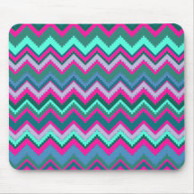 Pretty Aqua Teal Blue Pink Tribal Chevron Zig Zags Mousepads